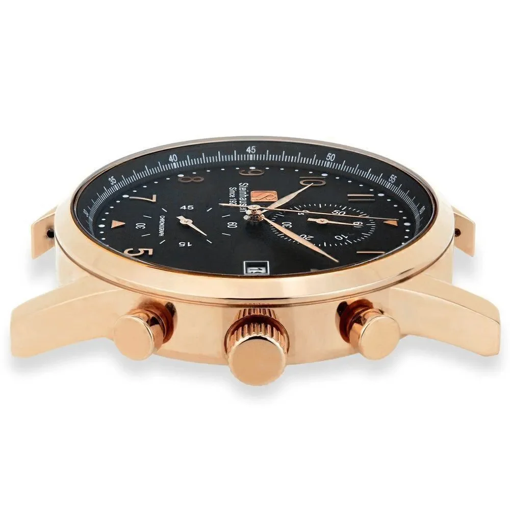Steinhausen Lugano Rose IP-plated Black Dial Chronograph Watch